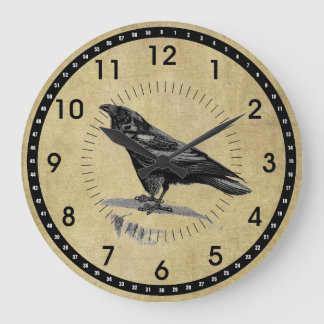 Reloj Redondo Grande Vintage Black Raven Round Wall Clock
