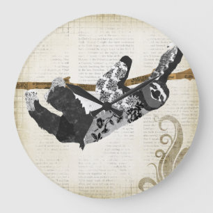 Reloj Redondo Grande Vintage Black & White Sloth  Clock