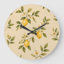 Reloj Redondo Grande Vintage Botanical Lemon Blossom Wall Clock