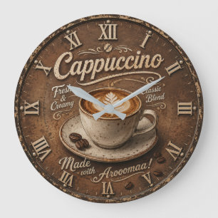 Reloj Redondo Grande Vintage Cappuccino Rustic Coffee Bar