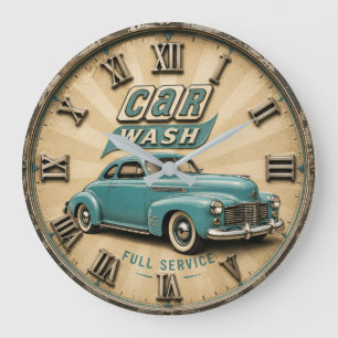 Reloj Redondo Grande Vintage Car Wash Retro Classic Car Garage Decor