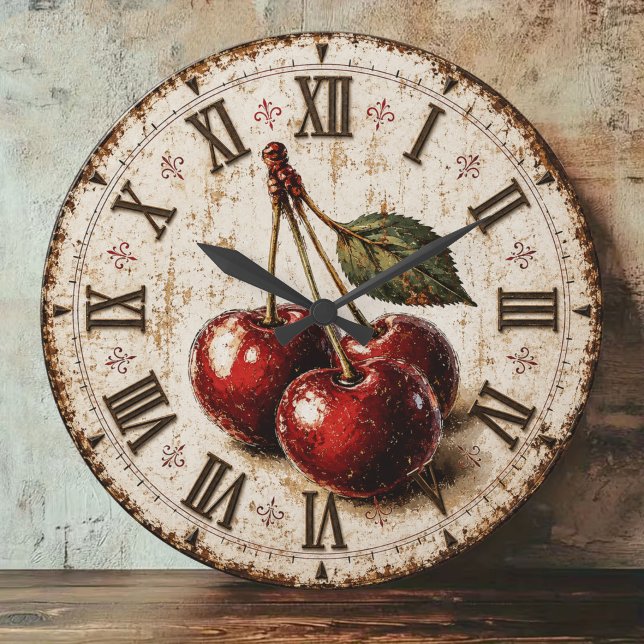 Reloj Redondo Grande Vintage Cherry  Rustic Farmhouse Kitchen (Subido por el creador)