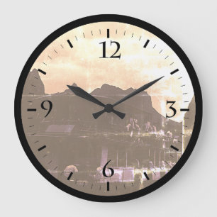 Reloj Redondo Grande Vintage China Guilin River boat Large Clock