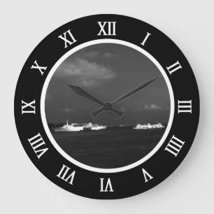 Reloj Redondo Grande Vintage China Hong Kong Bay Skyscrapers vista USB 