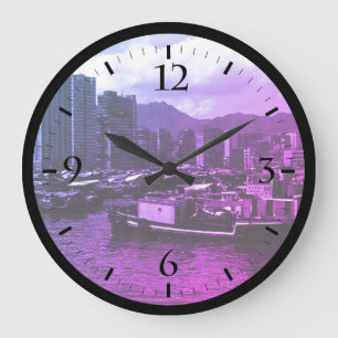 Reloj Redondo Grande Vintage China Hong Kong flotadores de casas Watch