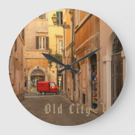 Reloj Redondo Grande Vintage, Ciudad Antigua, Coche Antiguo, Estilo Ant