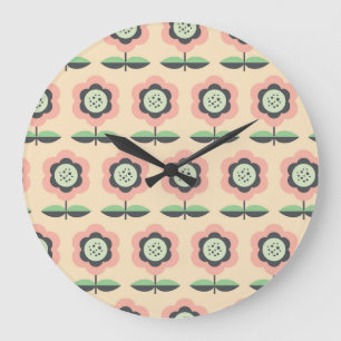 Reloj Redondo Grande Vintage clásico: Diseño floral transparente