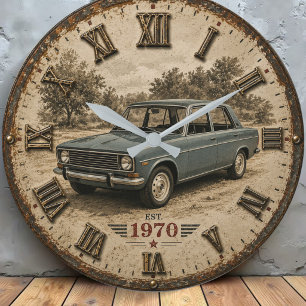 Reloj Redondo Grande Vintage Classic CarRetro Sedan Automobile