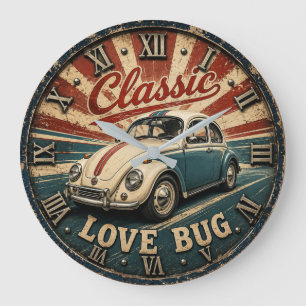 Reloj Redondo Grande Vintage Classic Love Bug Classic Car Love Bug