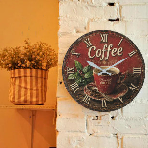 Reloj Redondo Grande Vintage Coffee