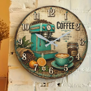 Reloj Redondo Grande Vintage Coffee