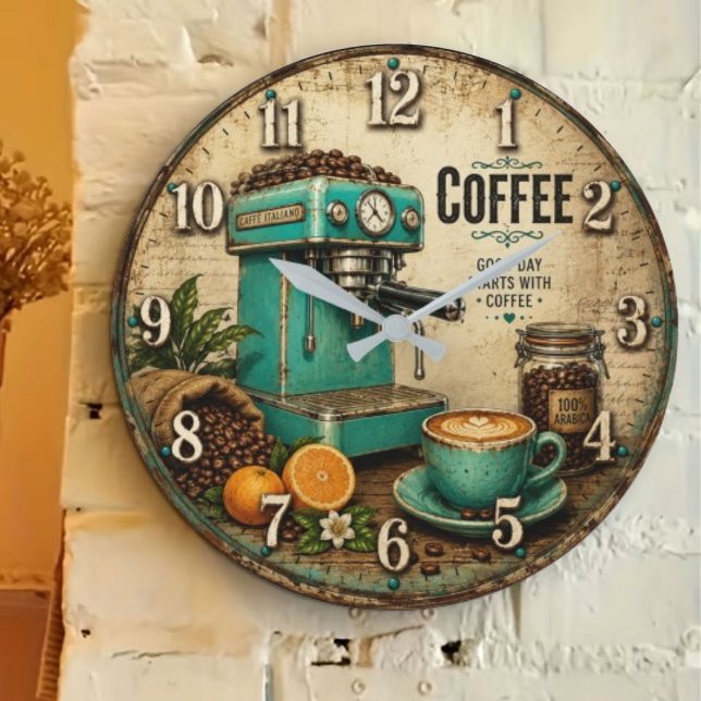 Reloj Redondo Grande Vintage Coffee (Subido por el creador)