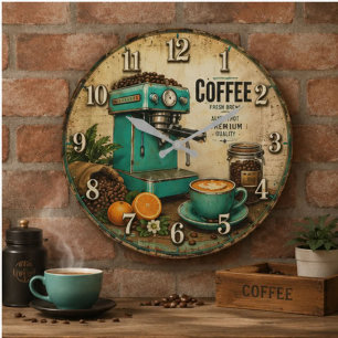 Reloj Redondo Grande Vintage Coffee