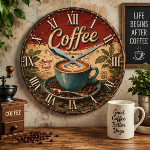 Reloj Redondo Grande Vintage Coffee