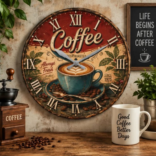Reloj Redondo Grande Vintage Coffee  (Subido por el creador)