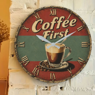 Reloj Redondo Grande Vintage Coffee Bar 