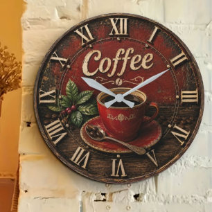 Reloj Redondo Grande Vintage Coffee Cup