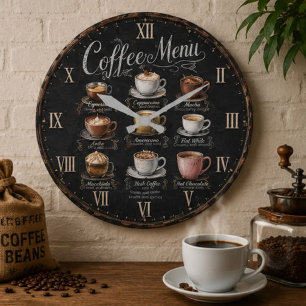 Reloj Redondo Grande Vintage Coffee Menu