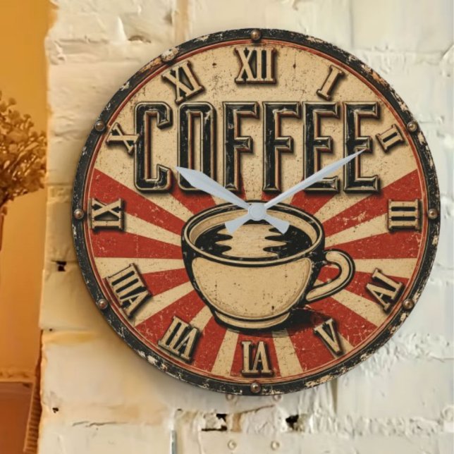 Reloj Redondo Grande Vintage Coffee Retro (Subido por el creador)