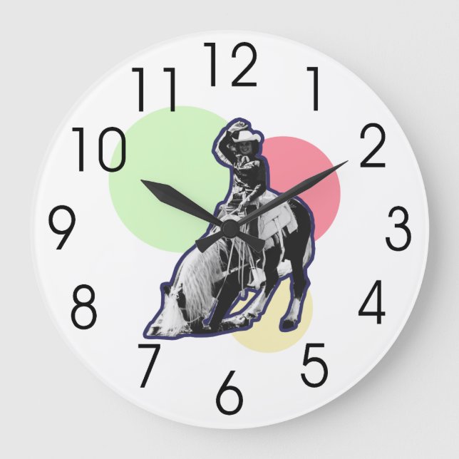 Reloj Redondo Grande Vintage Cowgirl (Anverso)