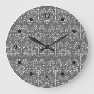 Reloj Redondo Grande Vintage Damask Wallpaper - white + your backgr.
