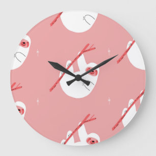 Reloj Redondo Grande Vintage de eslogan tropical rosado