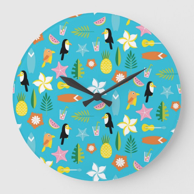 Reloj Redondo Grande Vintage de Hawaii Toucan (Anverso)