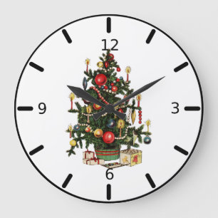 Reloj Redondo Grande Vintage Decorated Christmas Tree