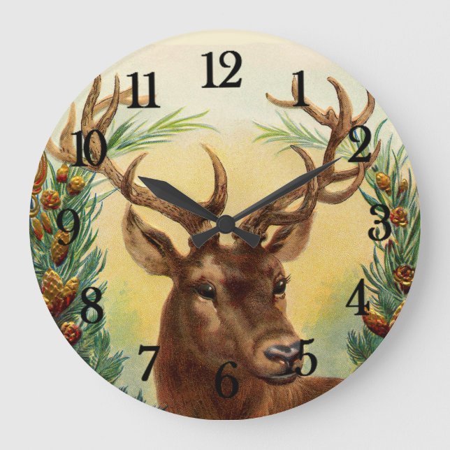 Reloj Redondo Grande Vintage Deer (Anverso)