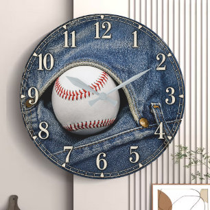 Reloj Redondo Grande Vintage Denim Baseball Fans and Players