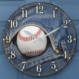 Reloj Redondo Grande Vintage Denim Baseball Fans and Players