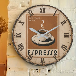 Reloj Redondo Grande Vintage Espresso Italian Coffee