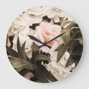 Reloj Redondo Grande Vintage floral pastel: Elegancia eterna