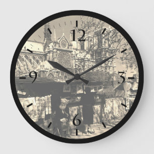 Reloj Redondo Grande Vintage Francia París libreros Catedral de Notre D