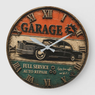 Reloj Redondo Grande Vintage Garage Auto Repair Classic American Car