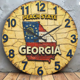 Reloj Redondo Grande Vintage Georgia map Peach State Rustic Americana 