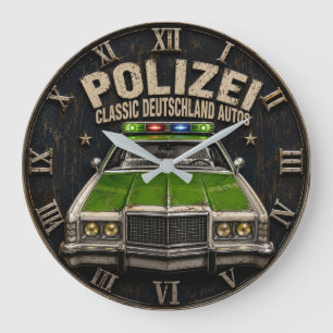Reloj Redondo Grande Vintage Germany Police Cruiser Classic Car