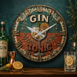 Reloj Redondo Grande Vintage Gin & Tonic Cocktail
