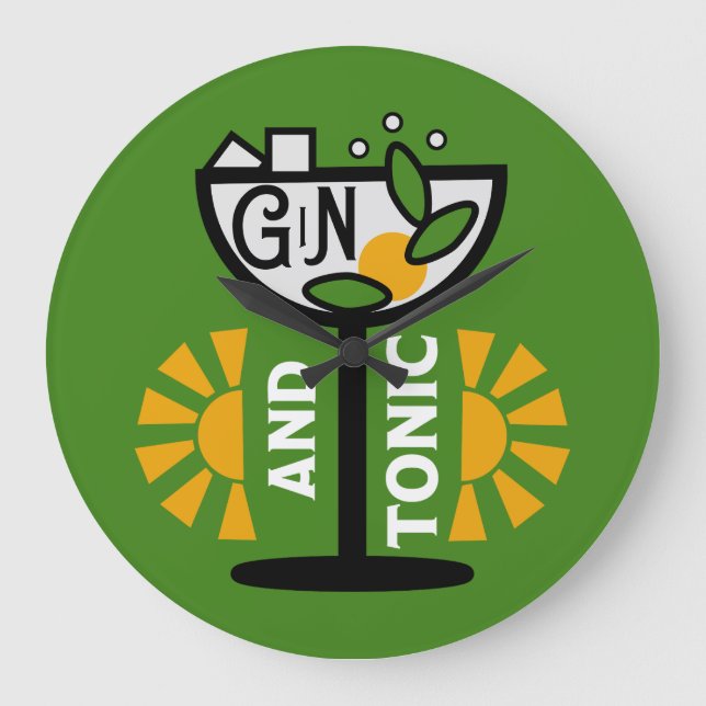 Reloj Redondo Grande Vintage Gin Y Tonic Art (Anverso)