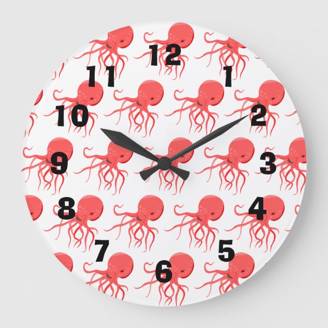 Reloj Redondo Grande Vintage Happy Octopus (Anverso)