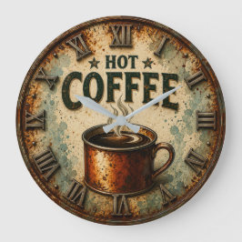 Reloj Redondo Grande Vintage Hot Coffee Rustic Farmhouse Kitchen 