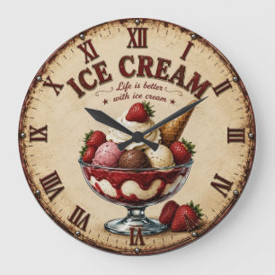 Reloj Redondo Grande Vintage Ice Cream Sundae