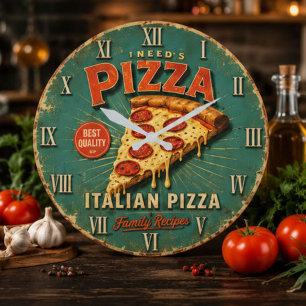 Reloj Redondo Grande Vintage Italian Pizza