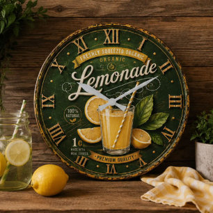 Reloj Redondo Grande Vintage Lemonade Rustic Fresh Lemon Farmhouse