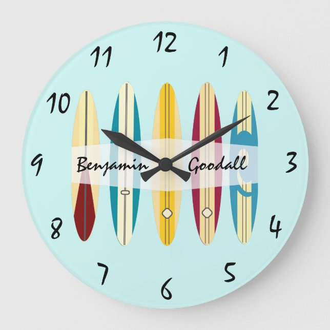 Reloj Redondo Grande Vintage Longboards (Anverso)