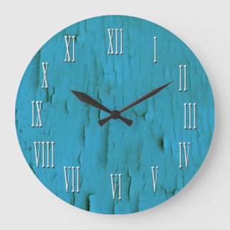Reloj Redondo Grande Vintage Look Aqua Blue Distresbalado Clock