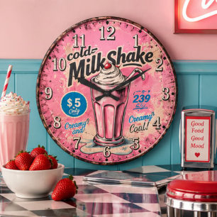 Reloj Redondo Grande Vintage Milkshake Retro Diner Kitchen