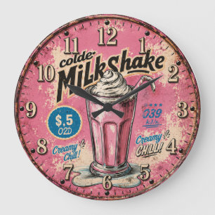 Reloj Redondo Grande Vintage Milkshake Retro Diner Kitchen