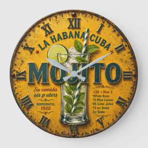 Reloj Redondo Grande Vintage Mojito Cuban Cocktail Kitchen