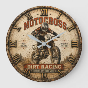 Reloj Redondo Grande Vintage Motocross Dirt Racing Off-Road